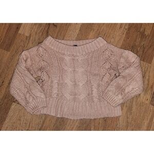 Windsor‎ Pink Cable Knit Cropped Sweater Mock Neck Long Sleeve Women Small D22